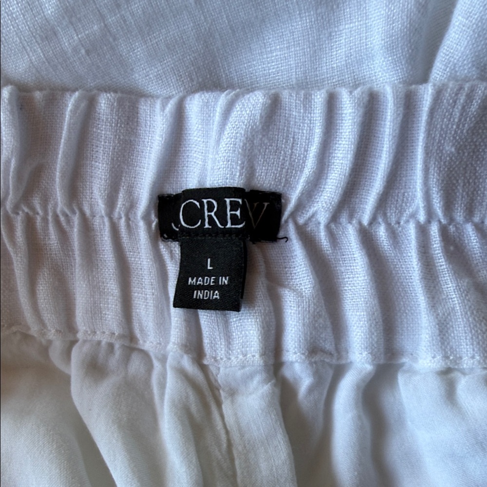 Size L J Crew White All linen shorts w side pockets - Picture 4 of 5